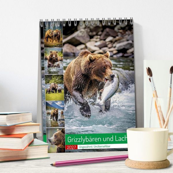Produktbild: Grizzlyb&auml;ren und Lachse (Tischkalender 2027 DIN A5 hoch), CALVENDO Monatskalender
