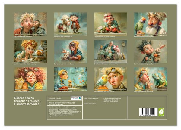 Produktbild: Unsere besten tierischen Freunde - Humorvolle Werke (Wandkalender 2026 DIN A3 quer), CALVENDO Monatskalender
