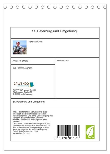 Produktbild: St. Peterburg und Umgebung (Tischkalender 2027 DIN A5 hoch), CALVENDO Monatskalender