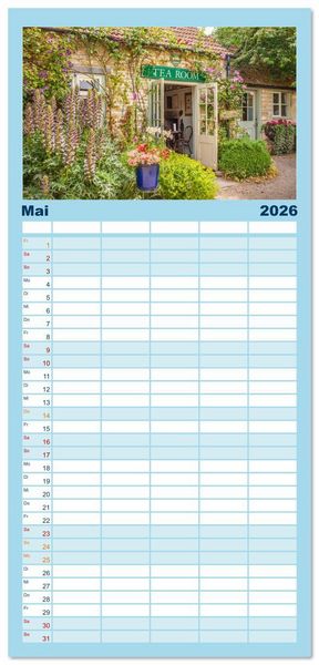 Produktbild: Familienplaner 2026 - Eine Reise durch S&uuml;dengland mit 5 Spalten (Wandkalender, 21 x 45 cm) CALVENDO