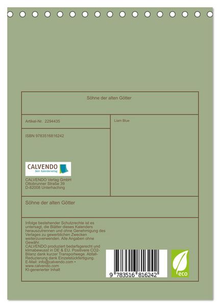 Produktbild: S&ouml;hne der alten G&ouml;tter (Tischkalender 2027 DIN A5 hoch), CALVENDO Monatskalender