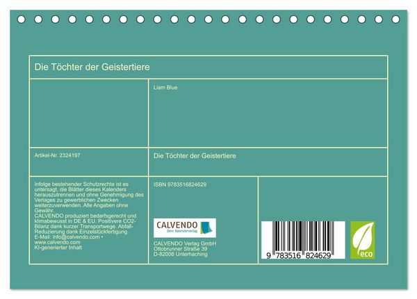 Produktbild: Die T&ouml;chter der Geistertiere (Tischkalender 2027 DIN A5 quer), CALVENDO Monatskalender