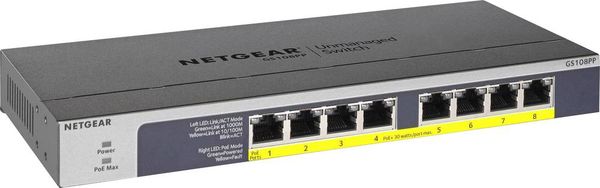 Produktbild: NETGEAR 8-Port GB Ethernet PoE+ Unmanaged Switch, l&uuml;fterlos (Metallgeh&auml;use)