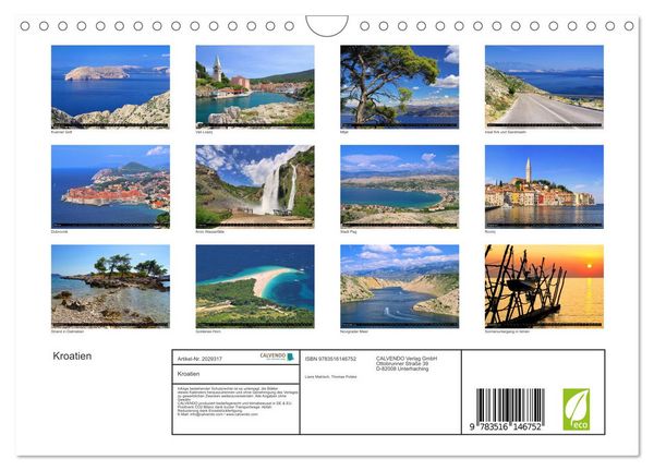 Produktbild: Kroatien (Wandkalender 2026 DIN A4 quer), CALVENDO Monatskalender