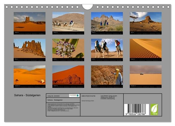 Produktbild: Sahara - S&uuml;dalgerien (Wandkalender 2026 DIN A4 quer), CALVENDO Monatskalender