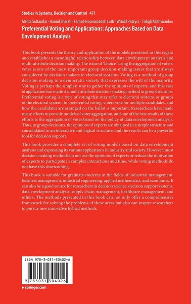 Produktbild: Preferential Voting and Applications: Approaches Based on Data Envelopment Analysis