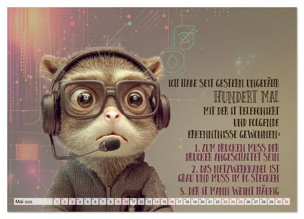 Produktbild: Tierischer Taskmanager (hochwertiger Premium Wandkalender 2026 DIN A2 quer), Kunstdruck in Hochglanz