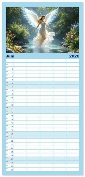 Produktbild: Familienplaner 2026 - Engel und Wasser - Ein Band der Anmut mit 5 Spalten (Wandkalender, 21 x 45 cm) CALVENDO