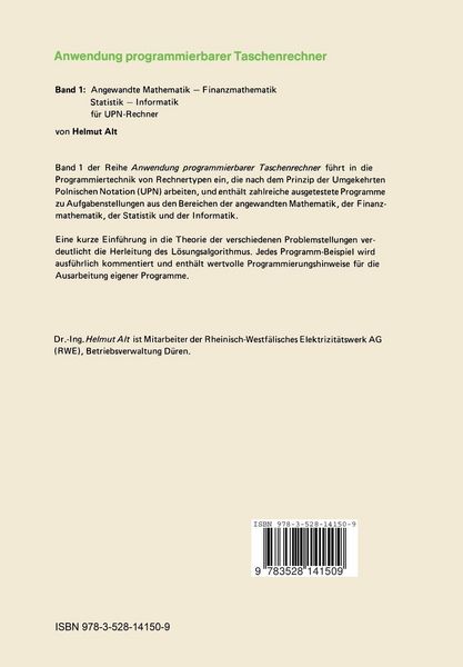 Produktbild: Angewandte Mathematik, Finanzmathematik, Statistik, Informatik f&uuml;r UPN-Rechner