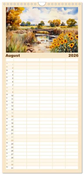 Produktbild: Familienplaner 2026 - Br&uuml;ckenromantik mit 5 Spalten (Wandkalender, 21 x 45 cm) CALVENDO