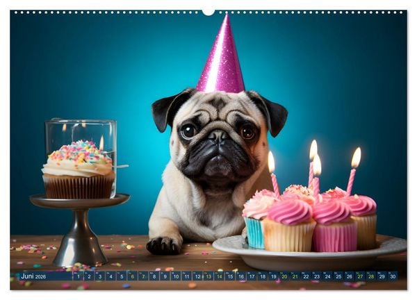 Produktbild: Lustige Mops-Hunde: Die charmanten Meister von Chaos und Unfug (Wandkalender 2026 DIN A2 quer), CALVENDO Monatskalender