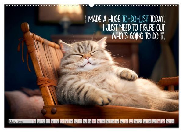 Produktbild: WITTY CATS Cool sayings (Wall Calendar 2026 DIN A2 landscape), CALVENDO 12 Month Wall Calendar