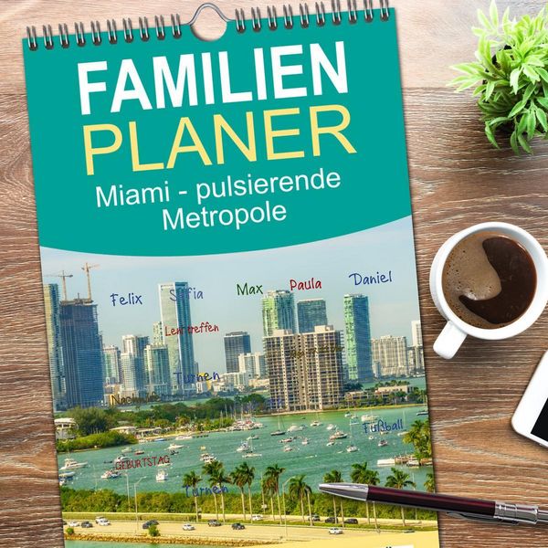 Produktbild: Familienplaner 2026 - Miami - pulsierende Metropole mit 5 Spalten (Wandkalender, 21 x 45 cm) CALVENDO
