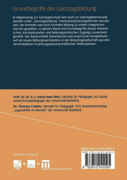 Produktbild: Grundbegriffe der Ganztagsbildung