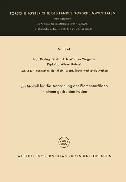 Produktbild: Ein Modell f&uuml;r die Anordnung der Elementarf&auml;den in einem gedrehten Faden
