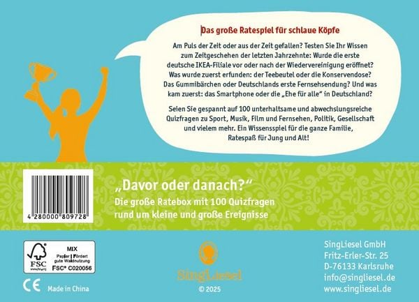 Produktbild: Davor oder danach? Das Kartenspiel rund um kleine und gro&szlig;e Ereignisse der letzten Jahrzehnte