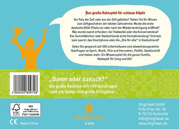 Produktbild: Davor oder danach? Das Kartenspiel rund um kleine und gro&szlig;e Ereignisse der letzten Jahrzehnte