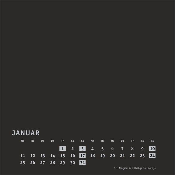 Produktbild: Premium-Bastelkalender schwarz klein 2027