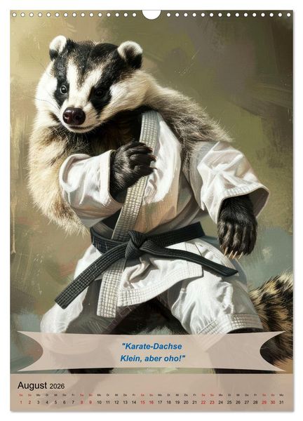 Produktbild: Tierisch lustige Karatek&auml;mpfer (Wandkalender 2026 DIN A3 hoch), CALVENDO Monatskalender