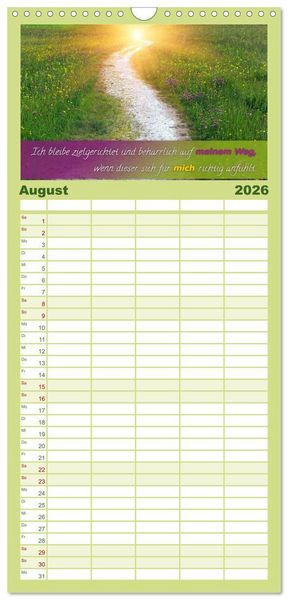 Produktbild: Familienplaner 2026 - YouFeelGood - Positive Impulse f&uuml;r mehr Selbstbewusstsein und Selbstvertrauen mit 5 Spalten (Wandkalender, 21 x 45 cm) CALVENDO