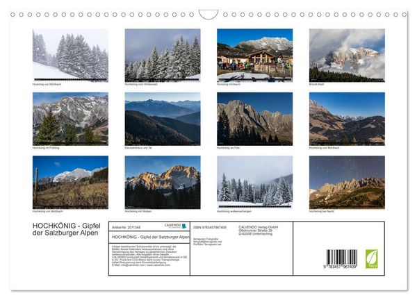Produktbild: HOCHK&Ouml;NIG - Gipfel der Salzburger Alpen (Wandkalender 2026 DIN A3 quer), CALVENDO Monatskalender