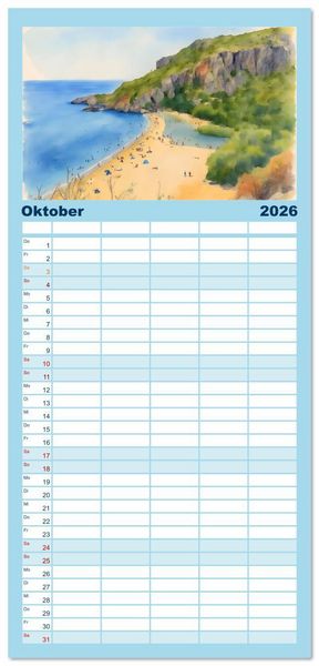 Produktbild: Familienplaner 2026 - Kretische Impressionen mit 5 Spalten (Wandkalender, 21 x 45 cm) CALVENDO