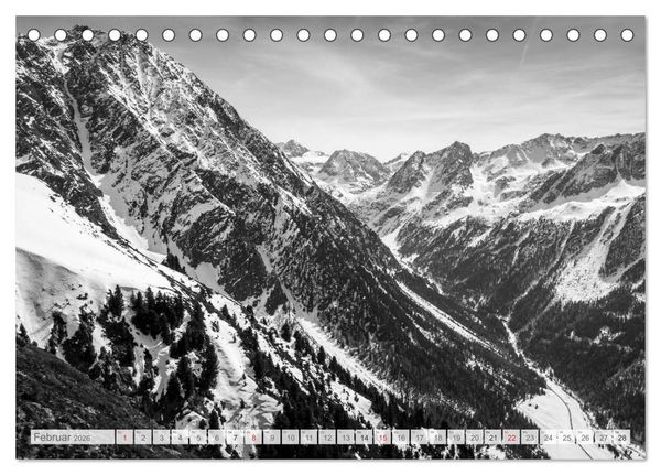 Produktbild: Bergpixels Schwarz-Wei&szlig;e Gebirgstr&auml;ume (Tischkalender 2026 DIN A5 quer), CALVENDO Monatskalender