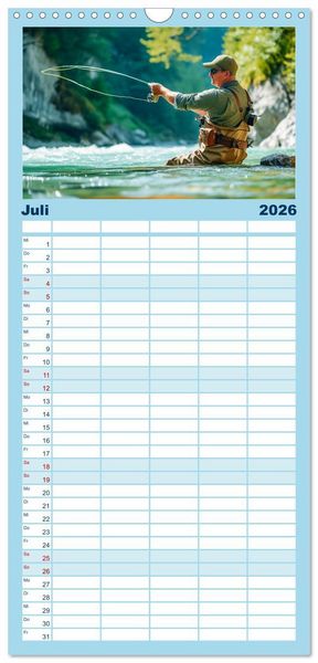 Produktbild: Familienplaner 2026 - Angeln und Fischen Impressionen mit 5 Spalten (Wandkalender, 21 x 45 cm) CALVENDO