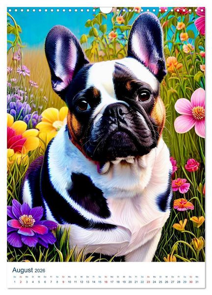 Produktbild: Franz&ouml;sische Bulldoggen. Kunstvoll gestaltete Portraits (Wandkalender 2026 DIN A3 hoch), CALVENDO Monatskalender