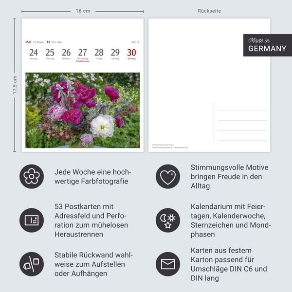 Produktbild: Blumenpracht Postkartenkalender 2027 - Wochenkalender mit 53 Postkarten
