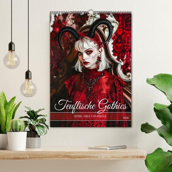 Produktbild: Teuflische Gothics - Gothic, Girls und Hörner (Wandkalender 2026 DIN A2 hoch), CALVENDO Monatskalender