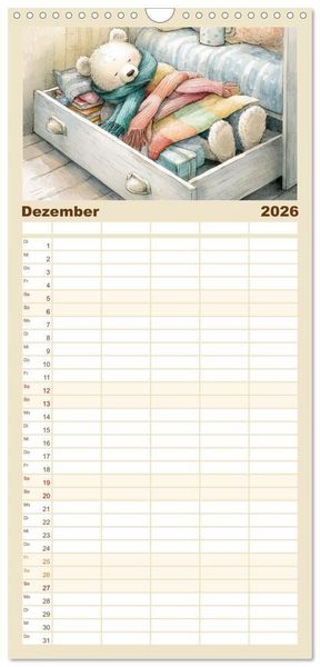 Produktbild: Familienplaner 2026 - Das geheime Leben flauschiger Freunde mit 5 Spalten (Wandkalender, 21 x 45 cm) CALVENDO