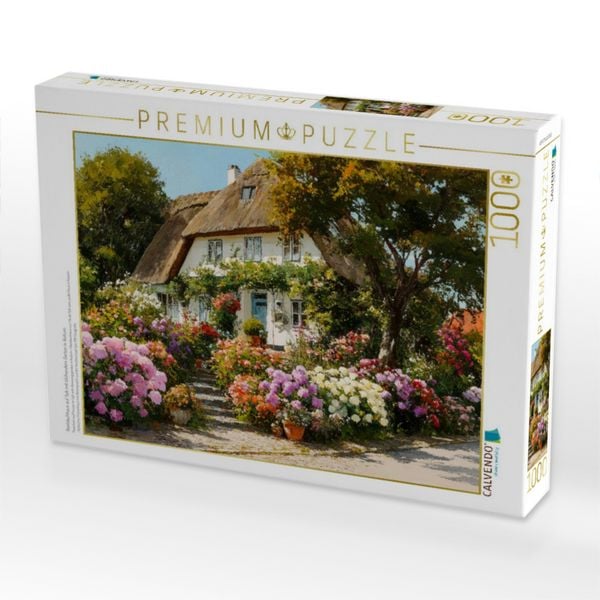 Produktbild: CALVENDO Puzzle Reetdachhaus auf Sylt mit bl&uuml;hendem Garten in Keitum | 1000 Teile Lege-Gr&ouml;&szlig;e 64x48cm Foto-Puzzle f&uuml;r gl&uuml;ckliche Stunden