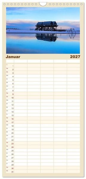 Produktbild: Familienplaner 2027 - Sankt Peter-Ording - Str&auml;nde, D&uuml;nen, Weite mit 5 Spalten (Wandkalender, 21 x 45 cm) CALVENDO