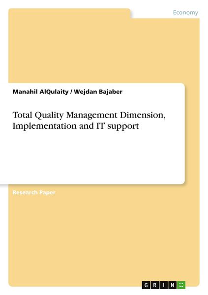 Produktbild: Total Quality Management Dimension, Implementation and IT support