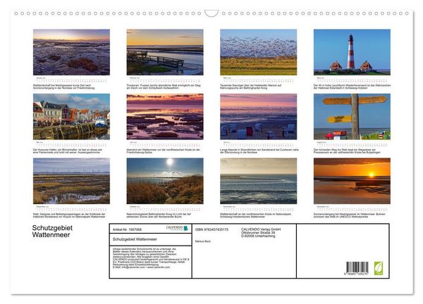 Produktbild: Schutzgebiet Wattenmeer (Wandkalender 2026 DIN A2 quer), CALVENDO Monatskalender