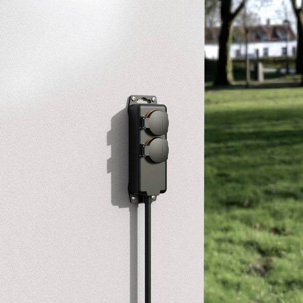 Produktbild: Hama 00223061 Gartensteckdose Schwarz erh&ouml;hter Ber&uuml;hrungsschutz
