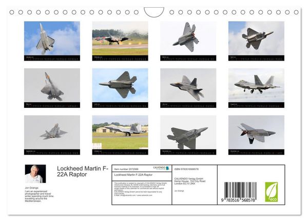 Produktbild: Lockheed Martin F-22A Raptor (Wall Calendar 2026 DIN A4 landscape), CALVENDO 12 Month Wall Calendar