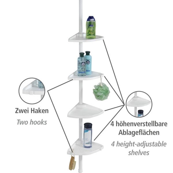 Produktbild: Teleskop Duschecke Compact Wei&szlig;, mit 4 Ablagen