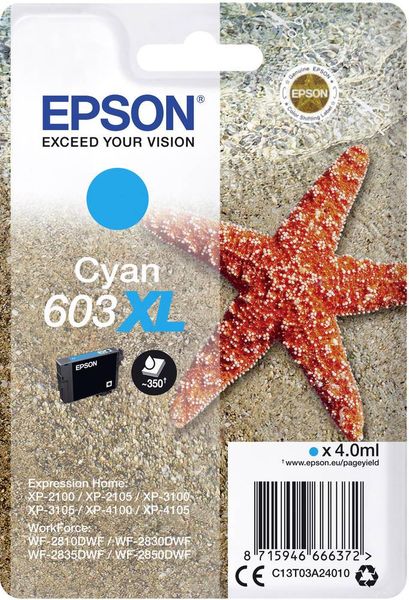 Epson Druckerpatrone T03A24, 603XL Original Cyan C13T03A24010