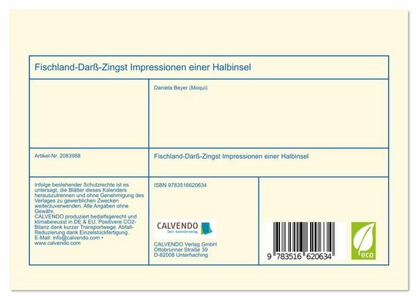 Produktbild: Fischland-Dar&szlig;-Zingst Impressionen einer Halbinsel (Tischkalender 2026 DIN A5 quer), CALVENDO Monatskalender