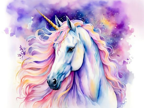 Produktbild: CALVENDO Puzzle Einhorn mit funkelnder M&auml;hne in der Nacht | 1000 Teile Lege-Gr&ouml;&szlig;e 64x48cm Foto-Puzzle f&uuml;r gl&uuml;ckliche Stunden