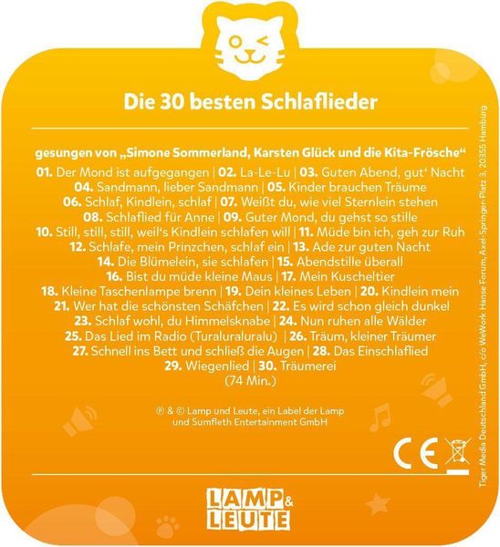 Produktbild: tigercard - Die 30 Besten - Schlaflieder