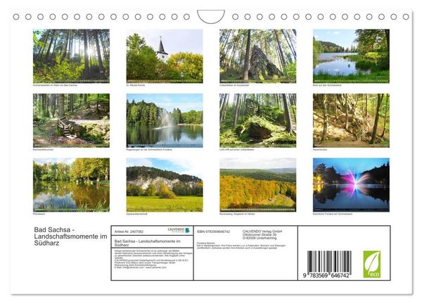 Produktbild: Bad Sachsa - Landschaftsmomente im S&uuml;dharz (Wandkalender 2027 DIN A4 quer), CALVENDO Monatskalender