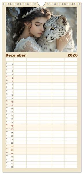 Produktbild: Familienplaner 2026 - Magische Tierliebe mit 5 Spalten (Wandkalender, 21 x 45 cm) CALVENDO