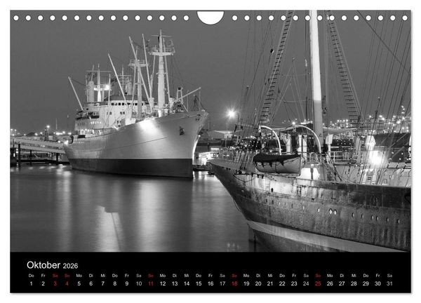 Produktbild: Hamburg monochrome Impressionen (Wandkalender 2026 DIN A4 quer), CALVENDO Monatskalender