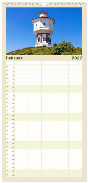Produktbild: Familienplaner 2027 - Inselliebe Langeoog mit 5 Spalten (Wandkalender, 21 x 45 cm) CALVENDO