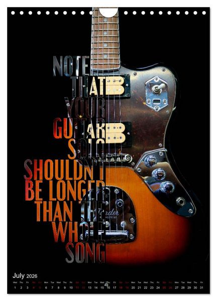 Produktbild: Rock Guitar Beauties (Wall Calendar 2026 DIN A4 portrait), CALVENDO 12 Month Wall Calendar