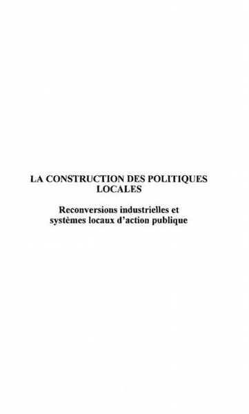 Produktbild: La Construction des Politiques Locales