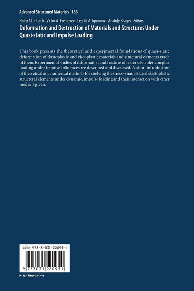 Produktbild: Deformation and Destruction of Materials and Structures Under Quasi-static and Impulse Loading